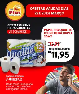 Rede Plus Supermercados Papel hig qualite 12 un folha dupla 30mt oferta