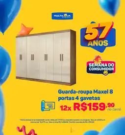 Multiloja Guarda-roupa Maxel 8 portas 4 gavetas oferta