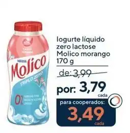 Coop logurte líquido zero lactose Molico morango oferta