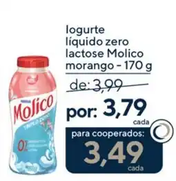 Coop logurte líquido zero lactose Molico morango oferta