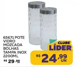 Lider Atacadista 65671 pote vidro mozcada bolhas tampa inox oferta