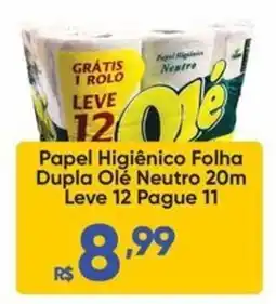 Atacado Vem Papel Higiênico Folha Dupla Olé Neutro 20m Leve 12 Pague 11 oferta