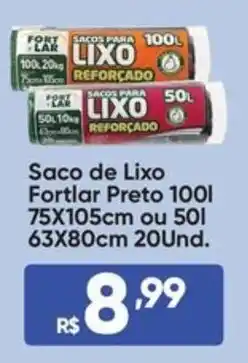 Saco de Lixo Fortlar Preto