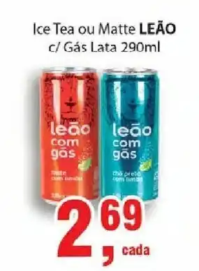 Supermercados Mundial Ice Tea ou Matte Leao c/ gas lata 290ml oferta