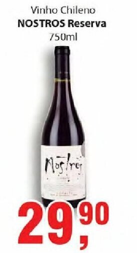 Supermercados Mundial Vinho Chileno Nostros Reserva 750ml oferta