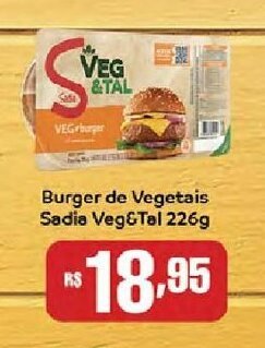 Supermercados Mundial Burger de Vegetais Sadia Veg&Tal 226g oferta