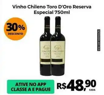 Delta Supermercados Vinho Chileno Toro D'oro Reserva Especial 30% Desconto oferta