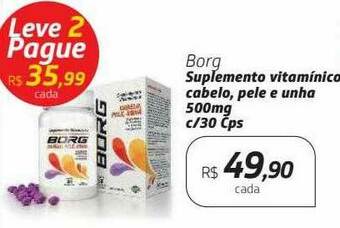 Borg Suplemento Vitaminico Cabelo Pele E Unha