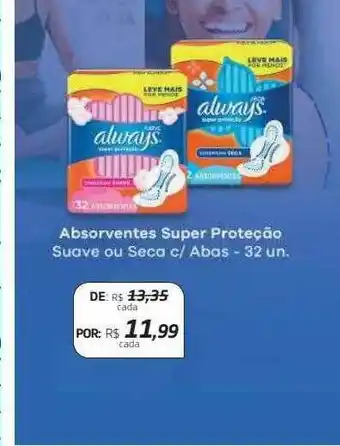 Drogal Absorvente Super Proteção Suave Ou Seca C Abas oferta