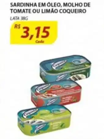 Assaí Atacadista Sardinha em Oleo, Molho de Tomate ou Limao Conqueiro 38g oferta