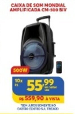 Atacadão Centro Sul Caixa de Som Mondial Amplificada Cm-500 BIV oferta