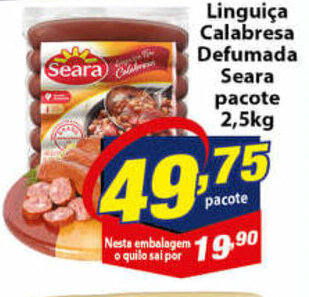 Vencedor Atacadista Linguica Calabresa Defumada Seara pacote 2.5kg oferta