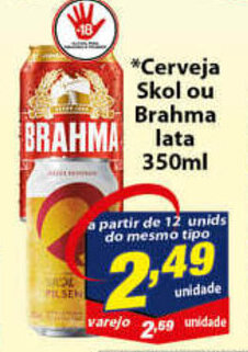 Cerveja Skol ou Brahma lata 350ml