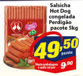 Vencedor Atacadista Salsicha Hot Dog congelada Perdigao pacote 5kg oferta