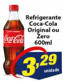 Vencedor Atacadista Refrigerante Coca-Cola Original ou Zero 600ml oferta