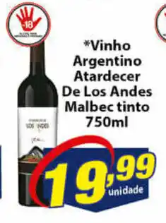 Vencedor Atacadista Vinho Argentino Atardecer De Los Andes Malbec tinto 750ml oferta