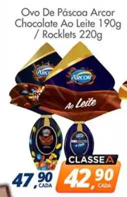 Delta Supermercados Ovo De Páscoa Arcor Chocolate Ao Leite /Rocklets oferta