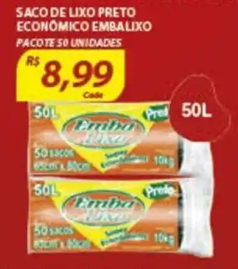 Saco de Lixo Preto Economico Embalixo 50L