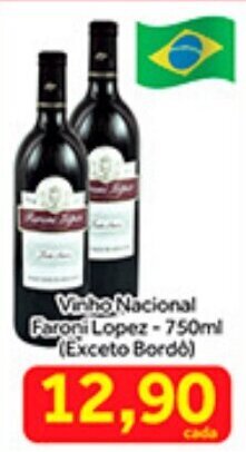 Shibata Supermercados Vinho Nacional Faroni Lopez 750ml oferta