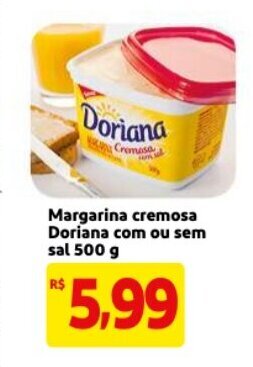 Mercado Extra Margarina cremosa Doriana com ou sem sal 500g oferta