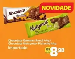 Supermercado Jacomar Chocolate Duomax Avelã/ Chocolate Nutrymax Pistache Importado oferta