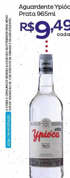 Super Lagoa Aguardente Ypióca Prata 965ml oferta