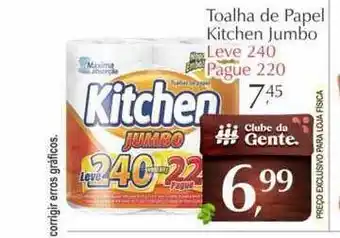 São Roque Supermercados Toalha De Papel Kitchen Jumbo Leve 240 Pague 220 oferta