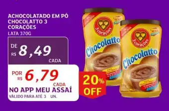 Assaí Atacadista Achocolatado em Pó Chocolatto 3 Corações oferta