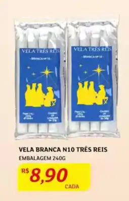 Assaí Atacadista Vela branca n10 três reis embalagem oferta