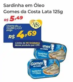 Villarreal Supermercados Sardinha em Óleo Gomes da Costa Lata oferta