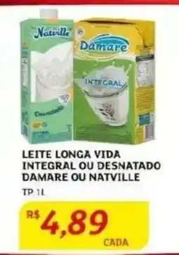 Assaí Atacadista Leite Longa Vida Integral ou Desnatado Damare ou Natville oferta