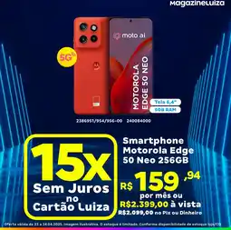 Magalu Smartphone Motorola Edge 50 Neo 256GB oferta