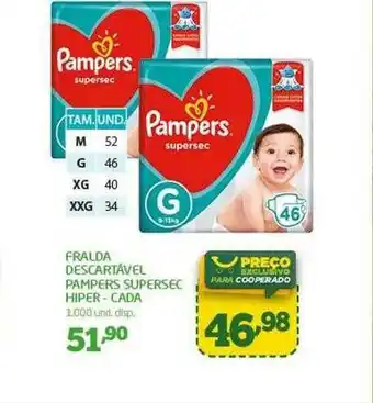 Cooper Fralda Descartável Pampers Supersec Hiper oferta
