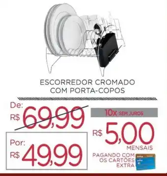 Escorredor Cromado com Porta copos