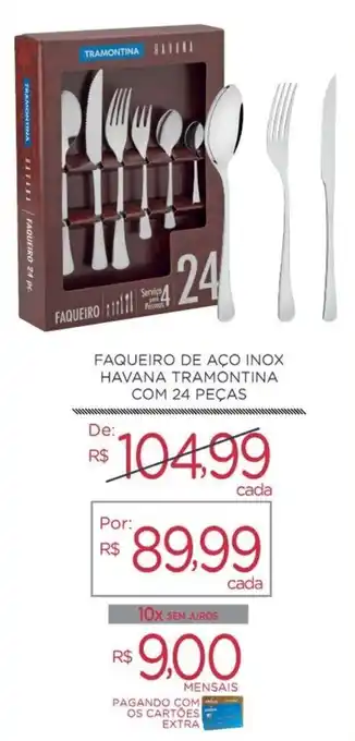 Faqueiro de Aco Inox Havana Tramontina com 24 pecas
