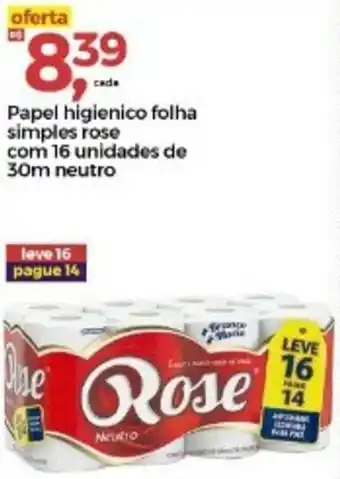 Frangolândia Papel Higiénico folha simples Rose com 16 unidades de 30m neutro oferta