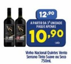 Arena Atacado Vinho Nacional Quintvs Vento Serrano Tinto Suave ou Seco 750ml oferta
