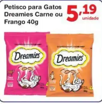 Roldão Petisco para gatos Dreamies Carne ou Frango 40g oferta