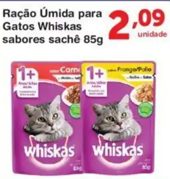 Roldão Racao Umida para Gatos Whiskas sabores sache 85g oferta