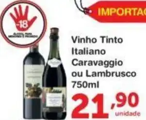 Roldão Vinho Tinto Italiano Caravaggio ou Caravaggio Lambrusco 750ml oferta