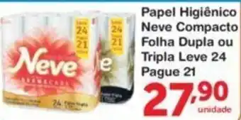 Papel Higiénico Neve Compacto Folha Dupla ou Tripla Leve 24 Pague 21