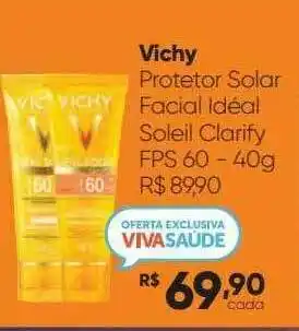 Drogaria São Paulo Vichy Protetor Solar Facial Idéal Soleil Clarify Fps60 oferta
