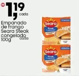 Frangolândia Empanado de frango Seara Steak congelado oferta