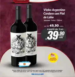 Stok Center Vinho Argentino Cordero con Piel de Lobo oferta