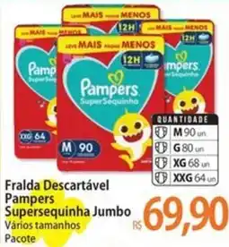 Atacadão Fralda Descartável Pampers Supersequinha Jumbo Vários tamanhos Pacote oferta