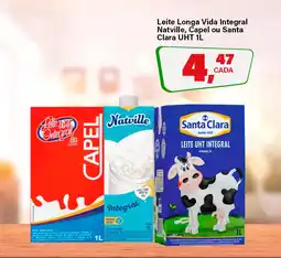 Rede Supermarket Leite Longa Vida Integral Natville, Capel ou Santa Clara UHT oferta