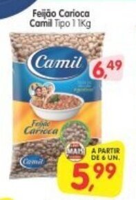 Cercadão Feijao Carioca Camil tipo 1 1kg oferta