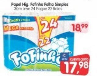 Papel hig. Fofinho Folha Simples