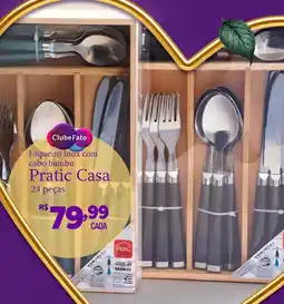 Muffato Faqueiro Inox com cabo bambu Pratic Casa oferta