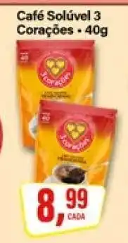 Rede Supermarket Café Solúvel 3 Corações - 40g oferta